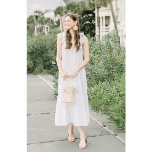 NEW Victoria Dunn King Street Tie Strap Maxi Dress in Eyelet White